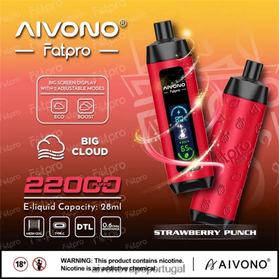 ponche de morango Aivono Fatpro 22.000 280DJX8 | Aivono Vape